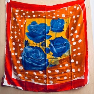 Christian Lacroix Blue Roses Silk Scarf NWT